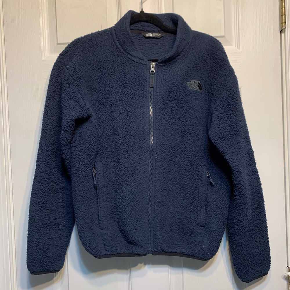 The North Face Sherpa Fleece Jacket Medium Navy Blue Full Zip Gorpcore Cozy